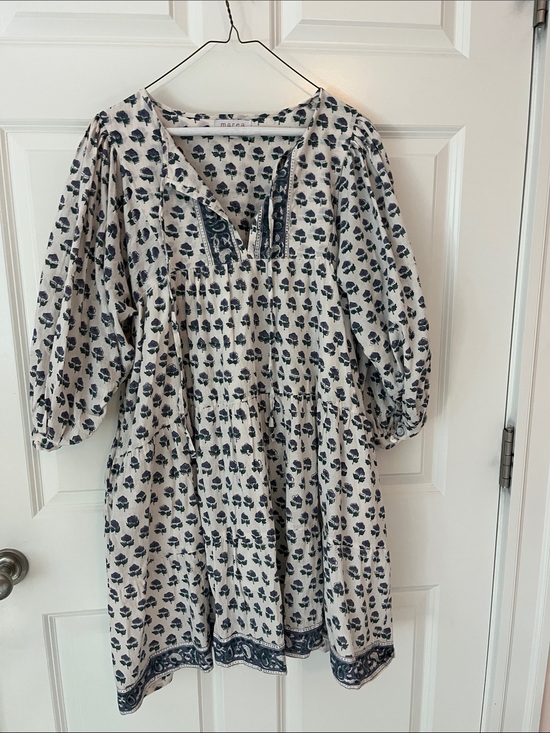 Marea By Liz Joy Dresses & Skirts - Marae White Mini Dress with Navy Floral Print